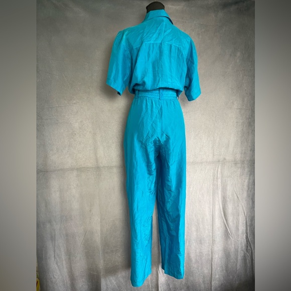 GORGEOUS vintage cerulean blue 80s jumpsuit size small/medium - Picture 11 of 11